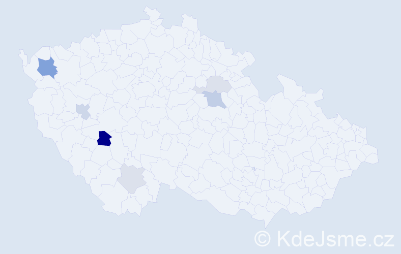 Příjmení: 'Čad', počet výskytů 13 v celé ČR