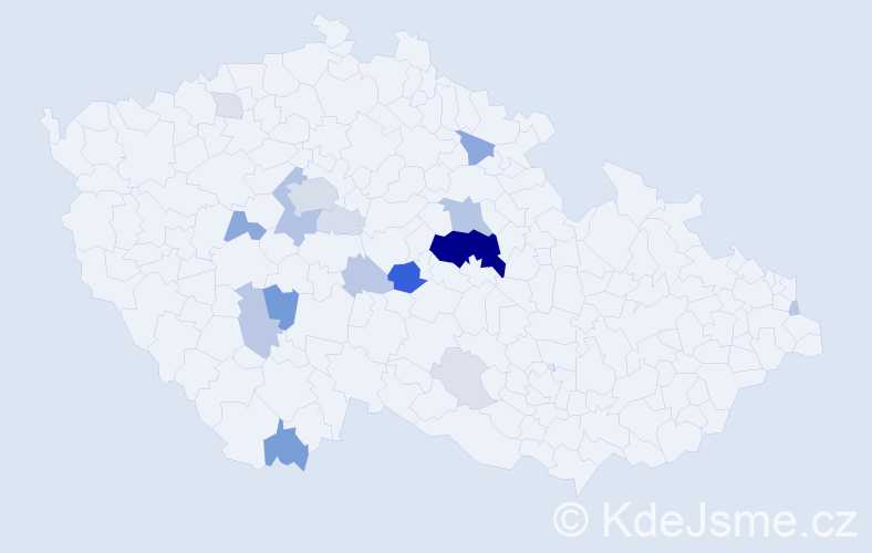Příjmení: 'Tejnecký', počet výskytů 64 v celé ČR