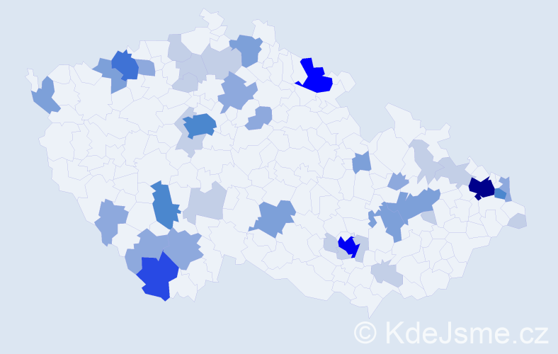 Příjmení: 'Bako', počet výskytů 108 v celé ČR