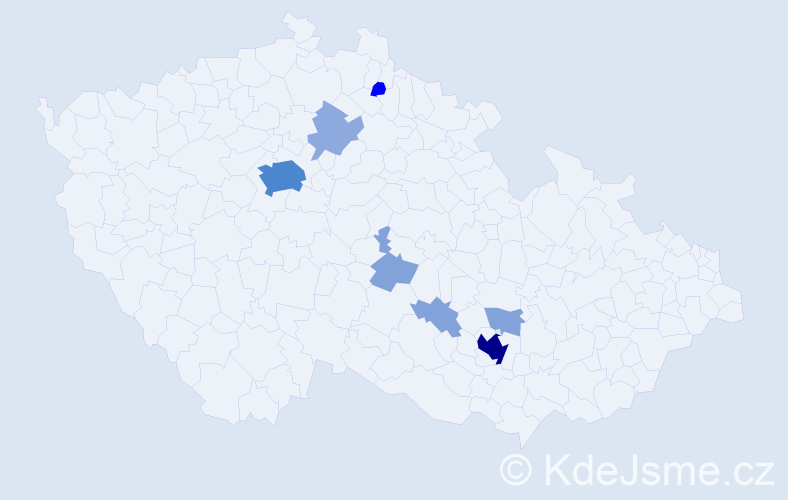 Příjmení: 'Machat', počet výskytů 25 v celé ČR