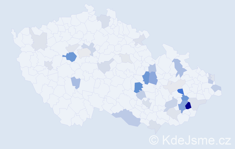 Příjmení: 'Kršáková', počet výskytů 74 v celé ČR