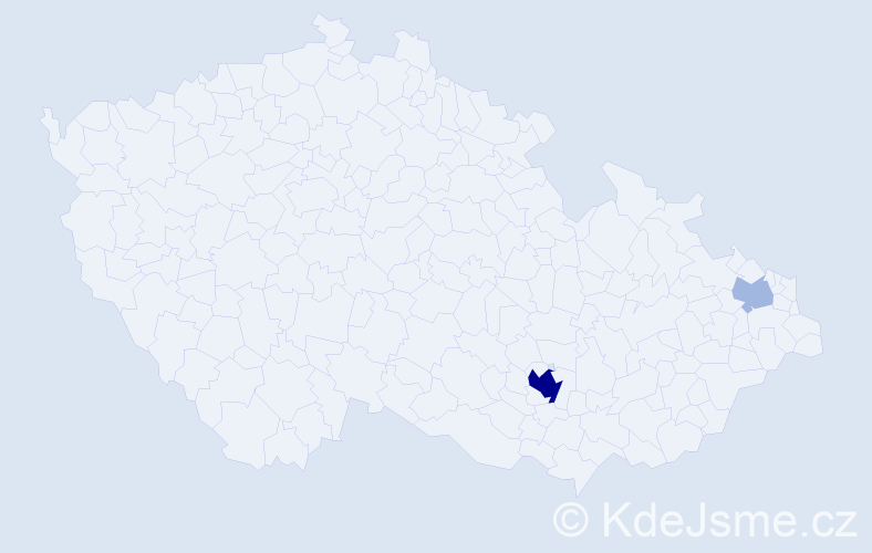 Příjmení: 'Znajda', počet výskytů 8 v celé ČR