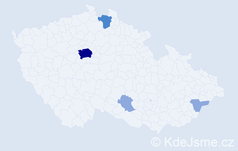 Příjmení: 'Daniels', počet výskytů 9 v celé ČR