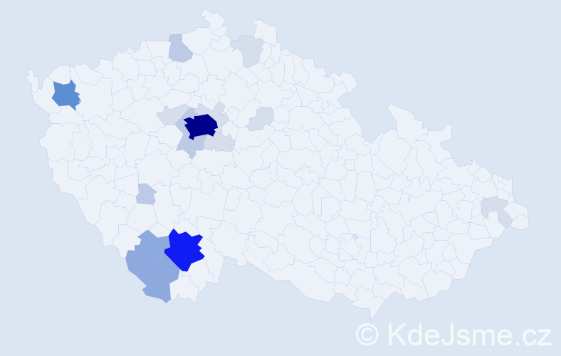 Příjmení: 'Prajer', počet výskytů 59 v celé ČR