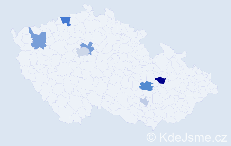 Příjmení: 'Ruseva', počet výskytů 9 v celé ČR