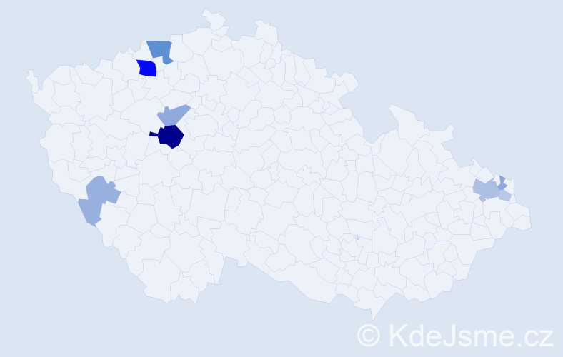 Příjmení: 'Hrebeň', počet výskytů 24 v celé ČR