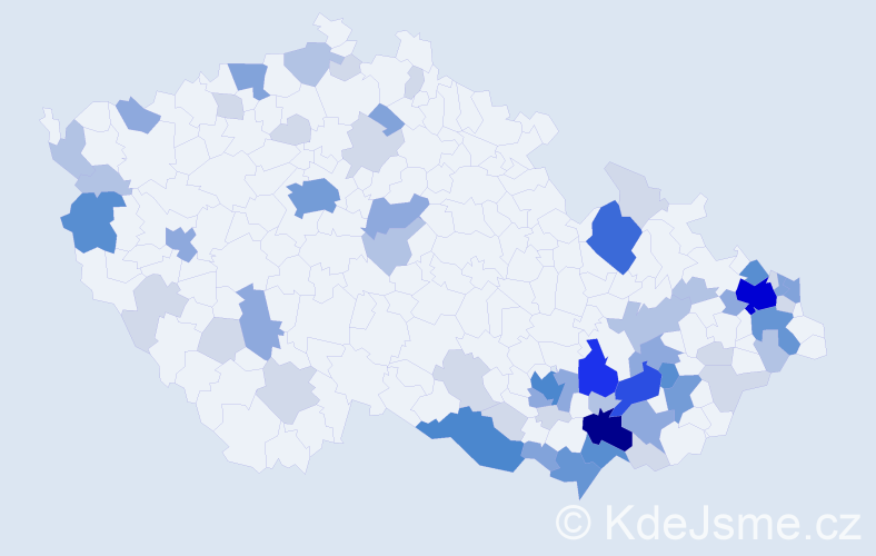 Příjmení: 'Hasala', počet výskytů 203 v celé ČR