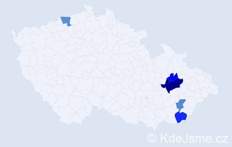 Příjmení: 'Postupková', počet výskytů 13 v celé ČR