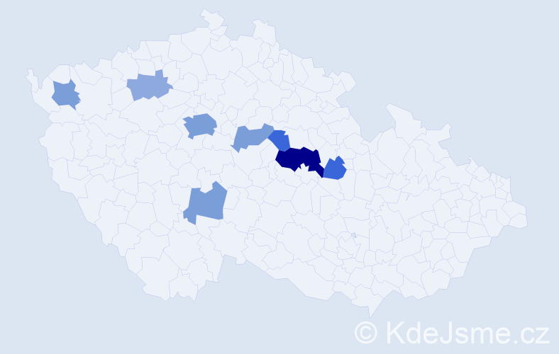 Příjmení: 'Tefr', počet výskytů 25 v celé ČR