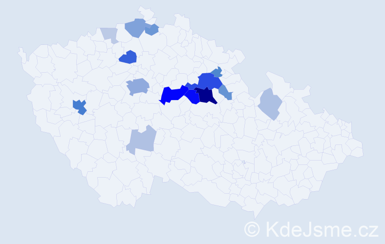 Příjmení: 'Křovák', počet výskytů 56 v celé ČR