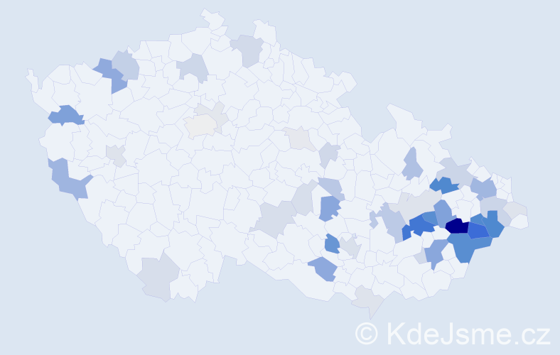 Příjmení: 'Mořkovská', počet výskytů 160 v celé ČR
