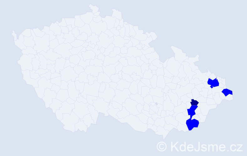 Příjmení: 'Vajsnerová', počet výskytů 6 v celé ČR