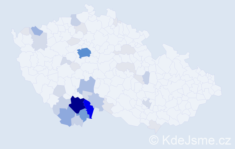 Příjmení: 'Vochozka', počet výskytů 144 v celé ČR