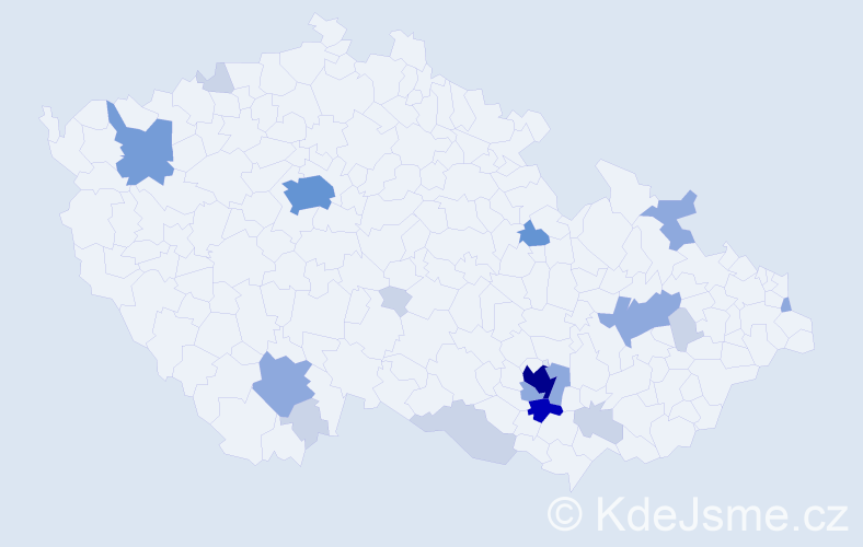 Příjmení: 'Floderová', počet výskytů 55 v celé ČR