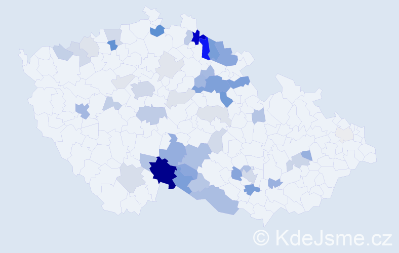 Příjmení: 'Krafková', počet výskytů 134 v celé ČR