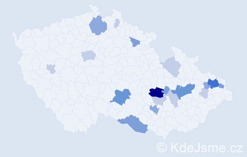 Příjmení: 'Roupová', počet výskytů 53 v celé ČR