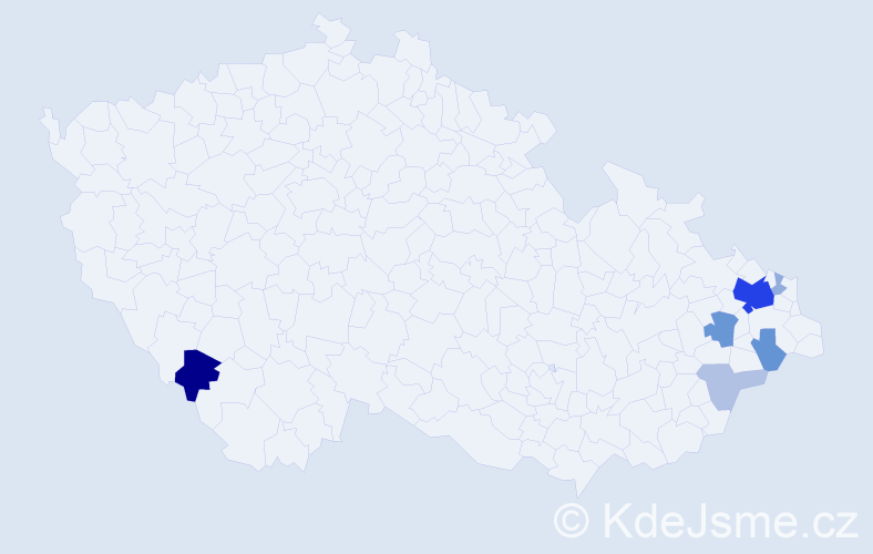 Příjmení: 'Boldezerská', počet výskytů 22 v celé ČR