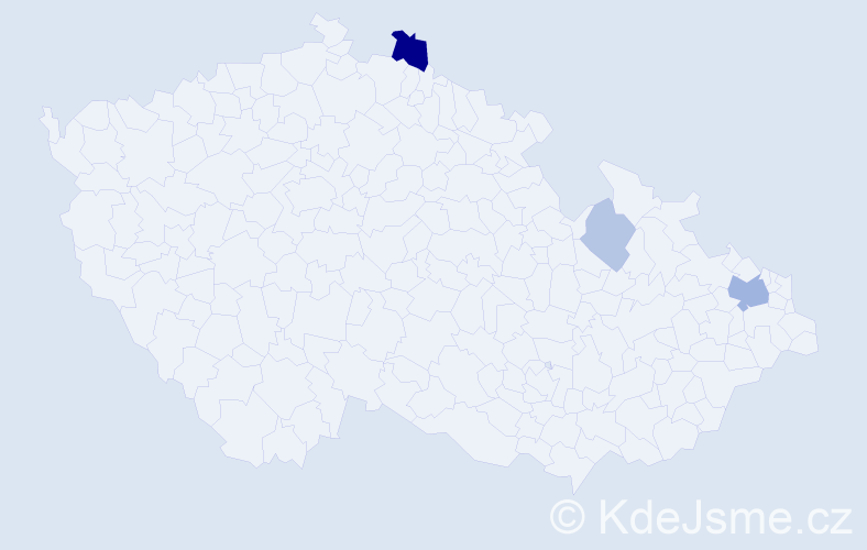 Příjmení: 'Hubyčová', počet výskytů 8 v celé ČR