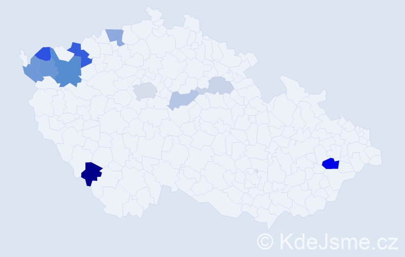 Příjmení: 'Cimbalová', počet výskytů 27 v celé ČR