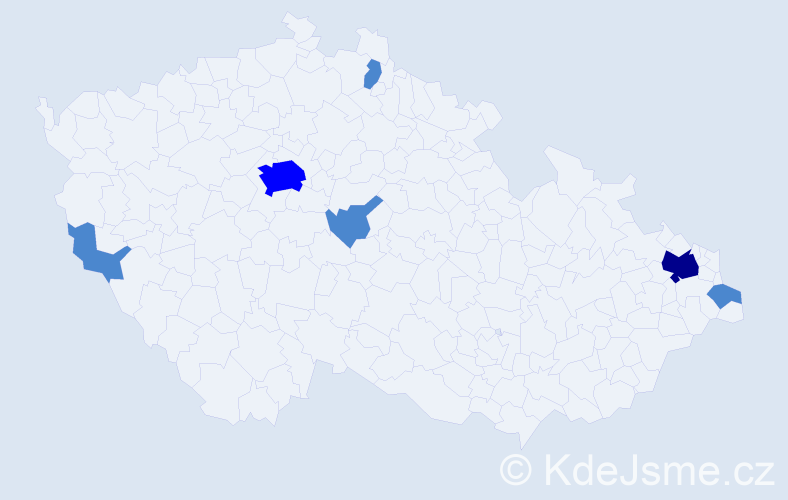 Příjmení: 'Baev', počet výskytů 9 v celé ČR