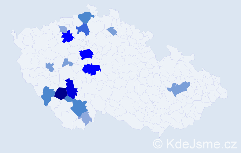 Příjmení: 'Kovárnová', počet výskytů 54 v celé ČR