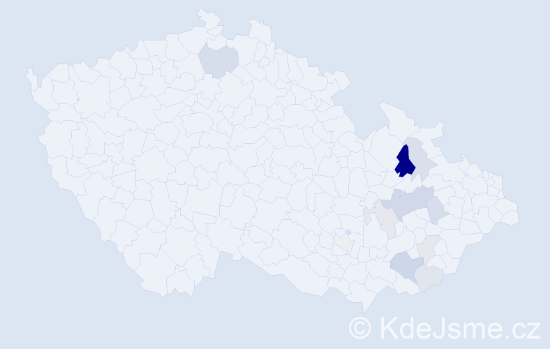 Příjmení: 'Bahulíková', počet výskytů 24 v celé ČR
