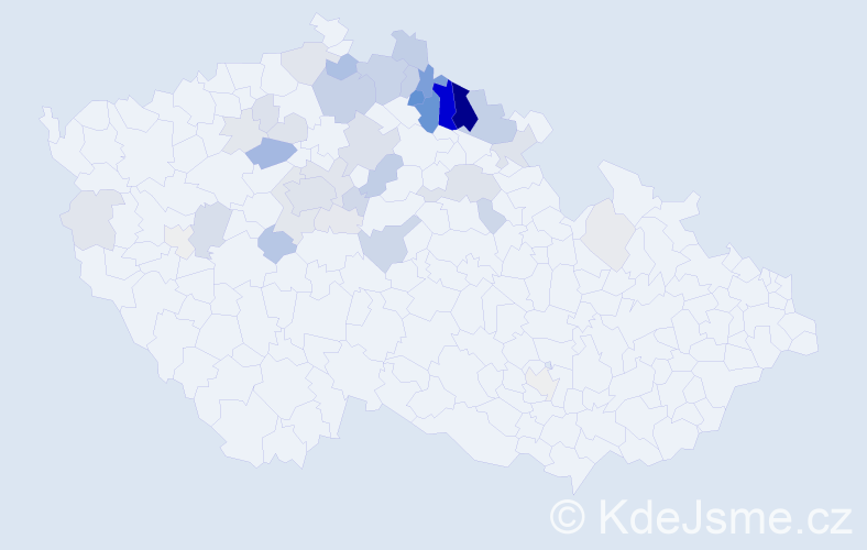 Příjmení: 'Bachtík', počet výskytů 141 v celé ČR