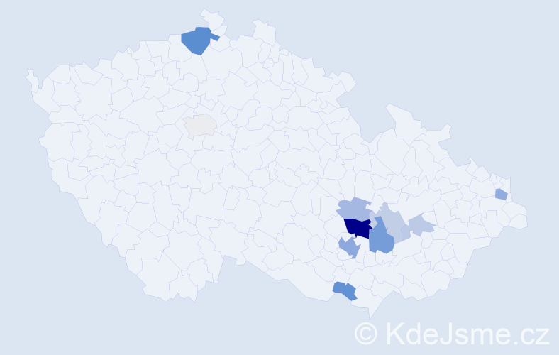 Příjmení: 'Podloučka', počet výskytů 26 v celé ČR