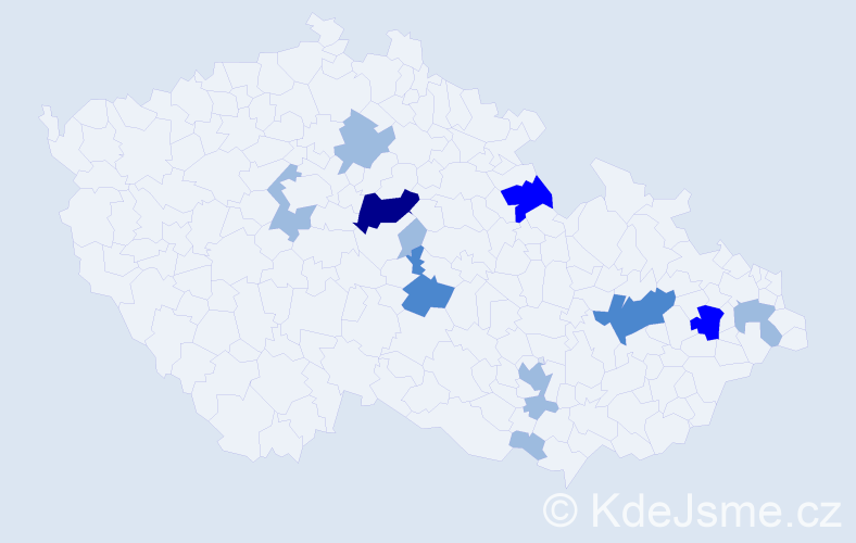 Příjmení: 'Nezmeškal', počet výskytů 21 v celé ČR