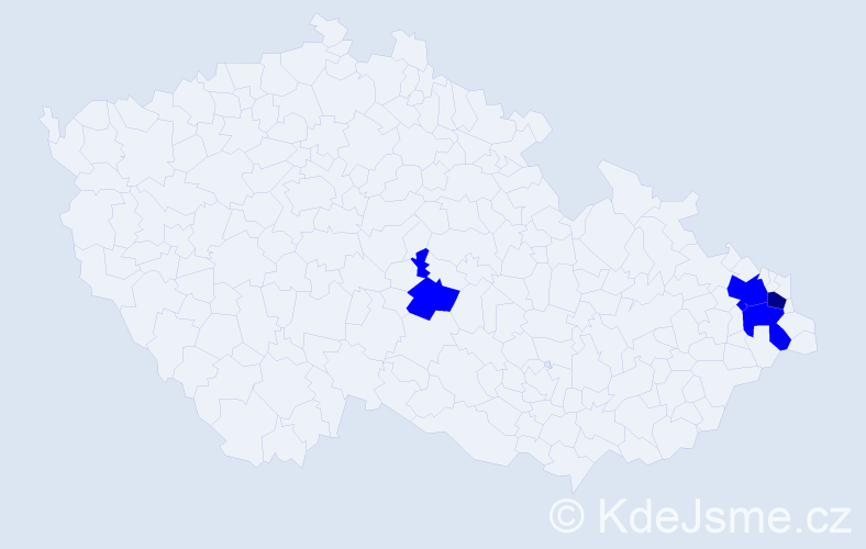 Příjmení: 'Obajtková', počet výskytů 5 v celé ČR