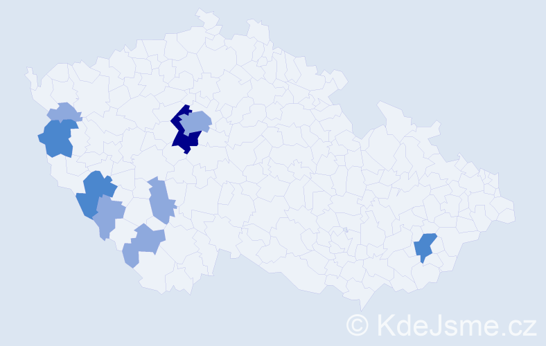 Příjmení: 'Klostermannová', počet výskytů 21 v celé ČR