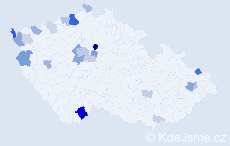 Příjmení: 'Bernhardt', počet výskytů 61 v celé ČR