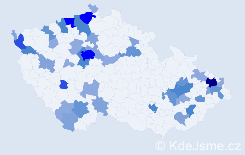 Příjmení: 'Ďurčová', počet výskytů 127 v celé ČR