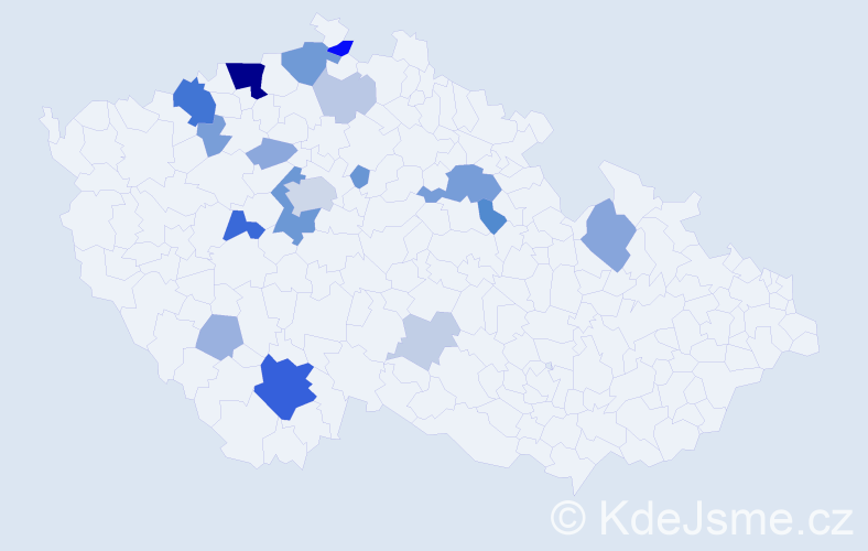 Příjmení: 'Kotvald', počet výskytů 54 v celé ČR