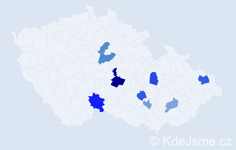 Příjmení: 'Prajzner', počet výskytů 22 v celé ČR