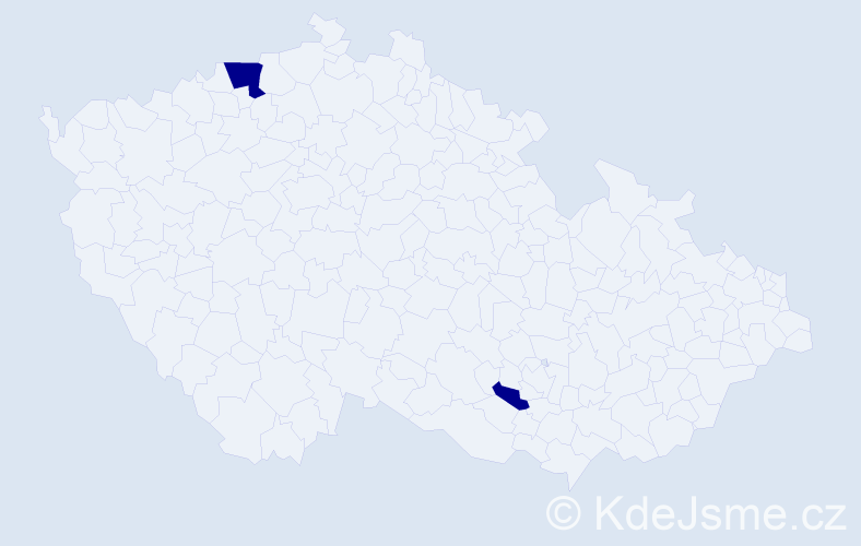 Příjmení: 'Vandličková', počet výskytů 2 v celé ČR