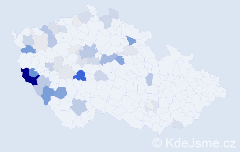 Příjmení: 'Paroubek', počet výskytů 154 v celé ČR