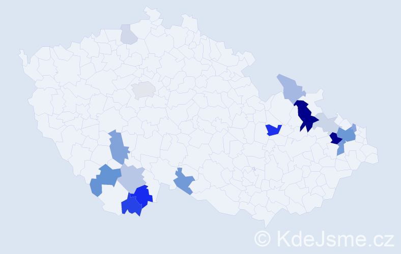 Příjmení: 'Gocalová', počet výskytů 43 v celé ČR