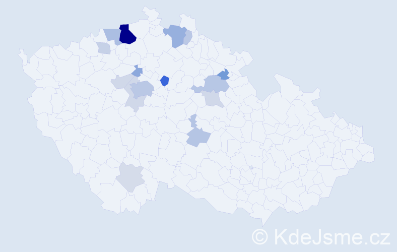 Příjmení: 'Ajm', počet výskytů 45 v celé ČR