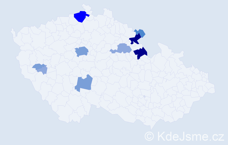 Příjmení: 'Kops', počet výskytů 30 v celé ČR
