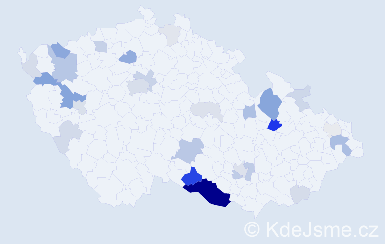 Příjmení: 'Meister', počet výskytů 90 v celé ČR