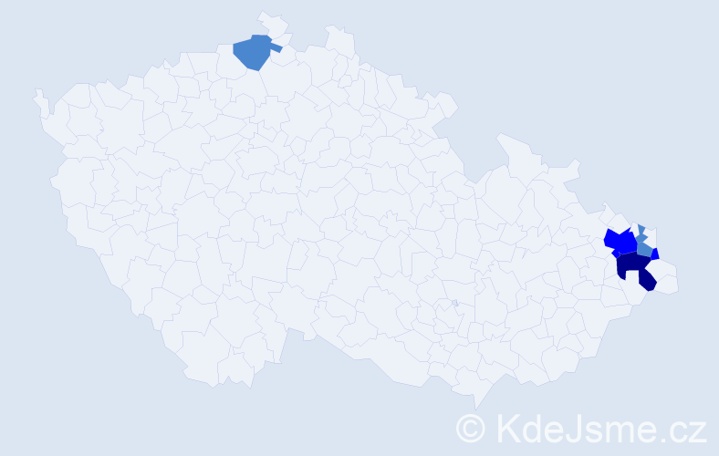 Příjmení: 'Tvardzik', počet výskytů 10 v celé ČR