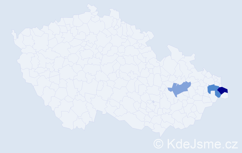 Příjmení: 'Prokeszová', počet výskytů 9 v celé ČR