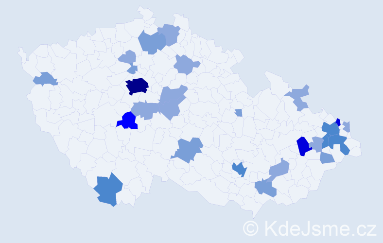 Příjmení: 'Raček', počet výskytů 63 v celé ČR