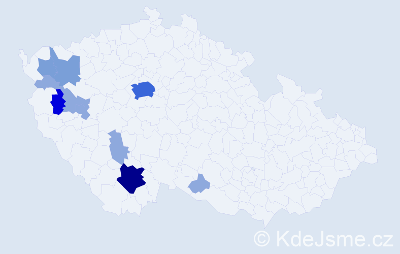 Příjmení: 'Kopet', počet výskytů 26 v celé ČR