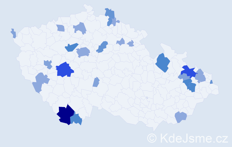 Příjmení: 'Vágai', počet výskytů 68 v celé ČR