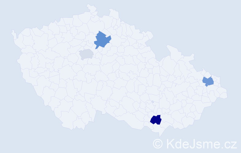 Příjmení: 'Vaseková', počet výskytů 5 v celé ČR