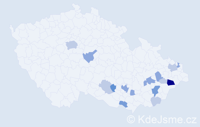 Příjmení: 'Nerádová', počet výskytů 37 v celé ČR