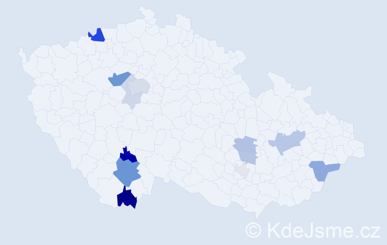 Příjmení: 'Berec', počet výskytů 34 v celé ČR