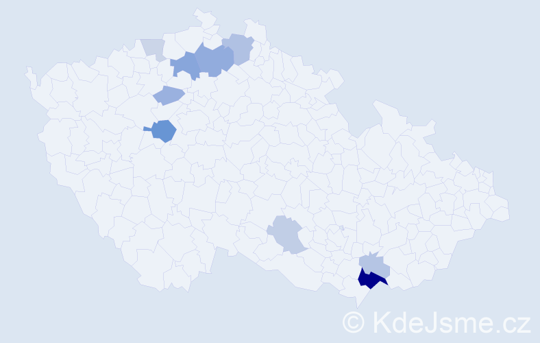 Příjmení: 'Konc', počet výskytů 22 v celé ČR